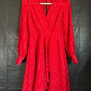 Calvin Klein Vintage Vibrant Red Long Sleeve Dress